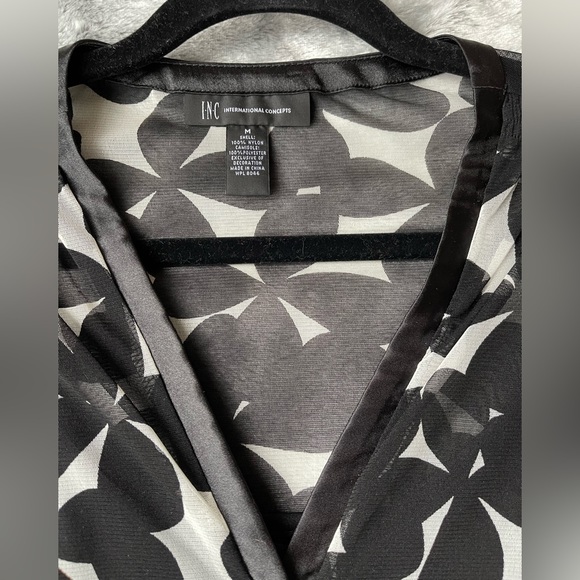 INC International Concepts 2-piece Blouse with Cami in Black and White - Picture 2 of 8